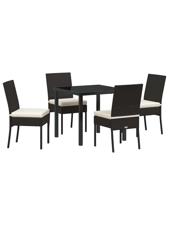 Dārza ēdamgalds 5 pcs melna poliūtu rotangpalma