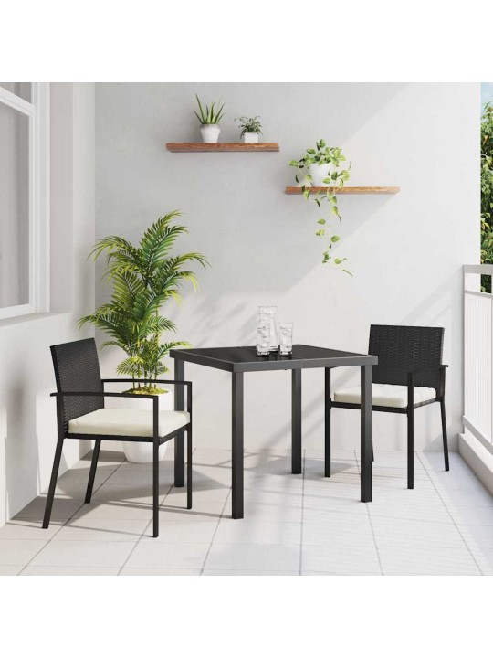 Dārza ēdamgalds 3 pcs melna poliūtu rotangpalma