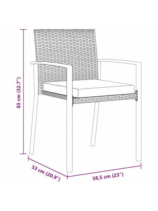 Dārza ēdamgalds 3 pcs melna poliūtu rotangpalma