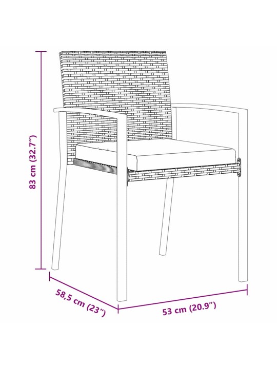 Dārza ēdamgalds 5 pcs melna poliūtu rotangpalma