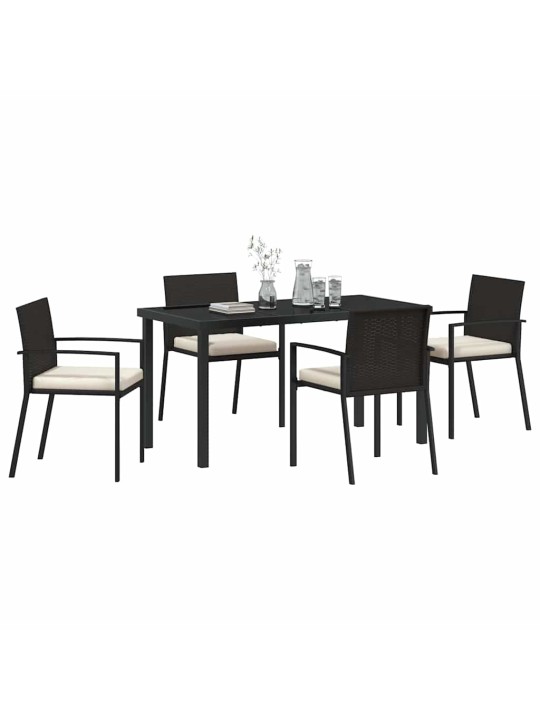 Dārza ēdamgalds 5 pcs melna poliūtu rotangpalma