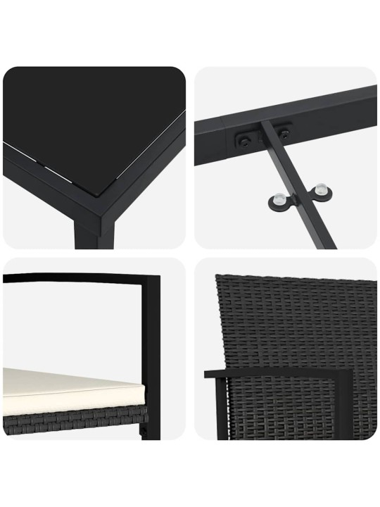 Dārza ēdamgalds 5 pcs melna poliūtu rotangpalma
