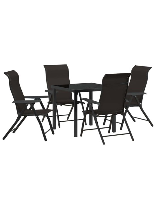 Dārza ēdamgalds 5 pcs melnā kafija poliūtu rotangpalma