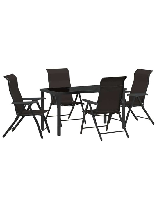 Dārza ēdamgalds 5 pcs melnā kafija poliūtu rotangpalma