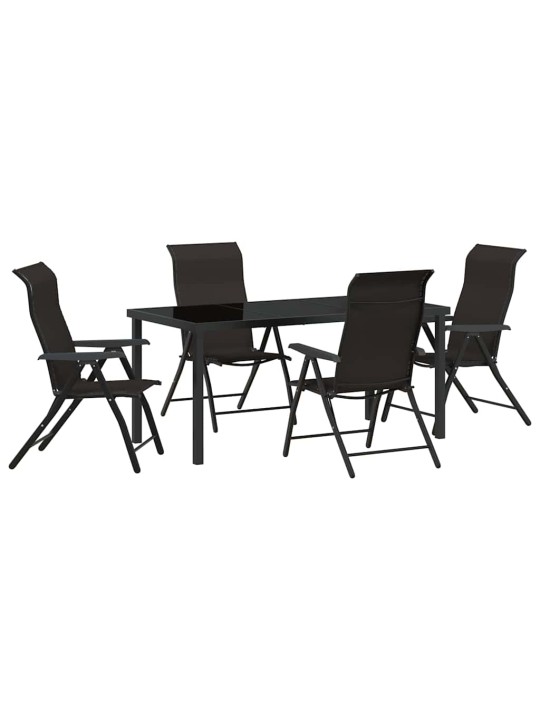 Dārza ēdamgalds 5 pcs melnā kafija poliūtu rotangpalma