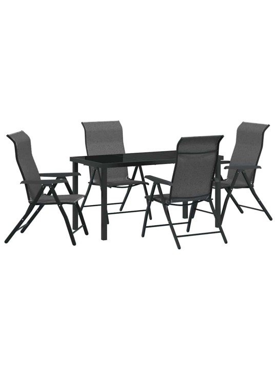 Dārza ēdamgalds 5 pcs pelēka poliūtu rotangpalma