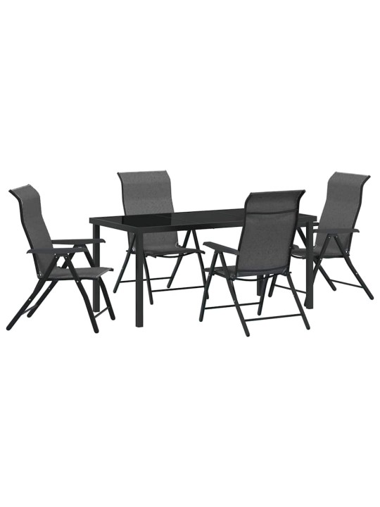 Dārza ēdamgalds 5 pcs pelēka poliūtu rotangpalma