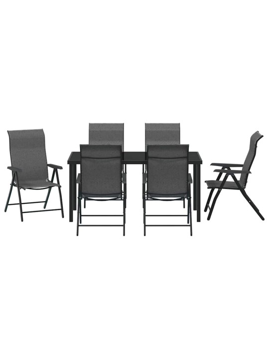 Dārza ēdamgalds 7 pcs pelēka poliūtu rotangpalma