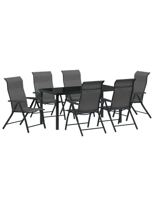 Dārza ēdamgalds 7 pcs pelēka poliūtu rotangpalma