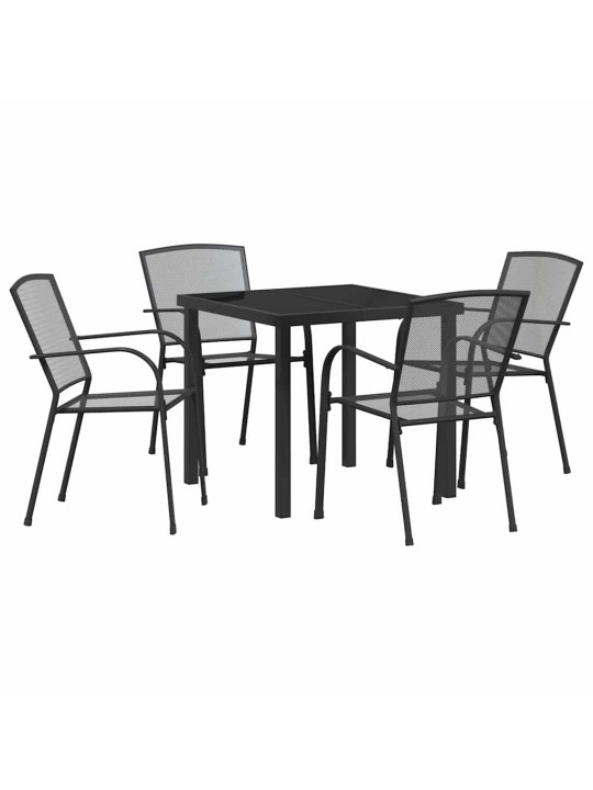 Dārza ēdamgalds 5 pcs antracīts tērauds