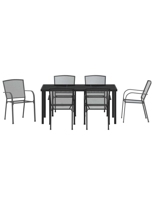 Dārza ēdamgalds 7 pcs antracīts tērauds