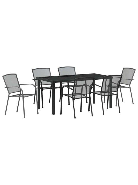 Dārza ēdamgalds 7 pcs antracīts tērauds