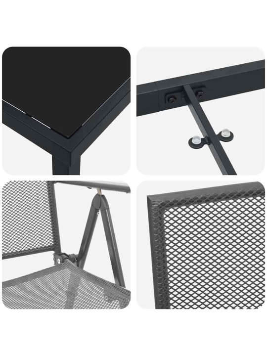 Dārza ēdamgalds saliekams 3 pcs antracīts tērauds