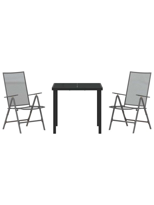 Dārza ēdamgalds saliekams 3 pcs antracīts tērauds