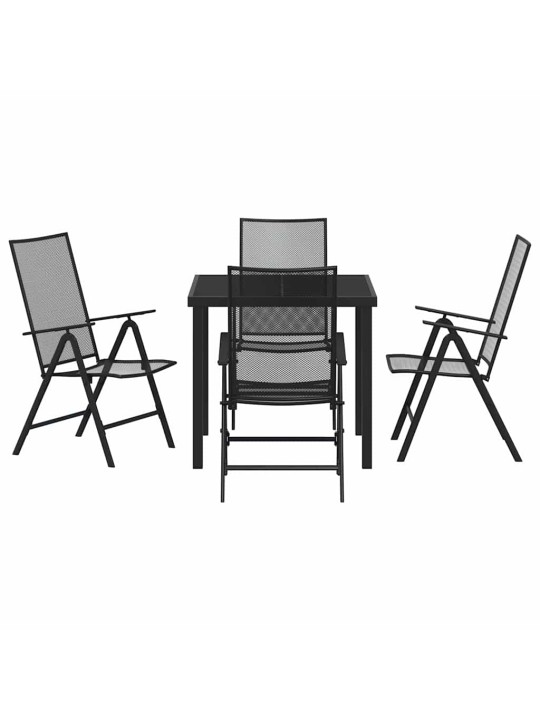 Dārza ēdamgalds saliekams 5 pcs antracīts tērauds