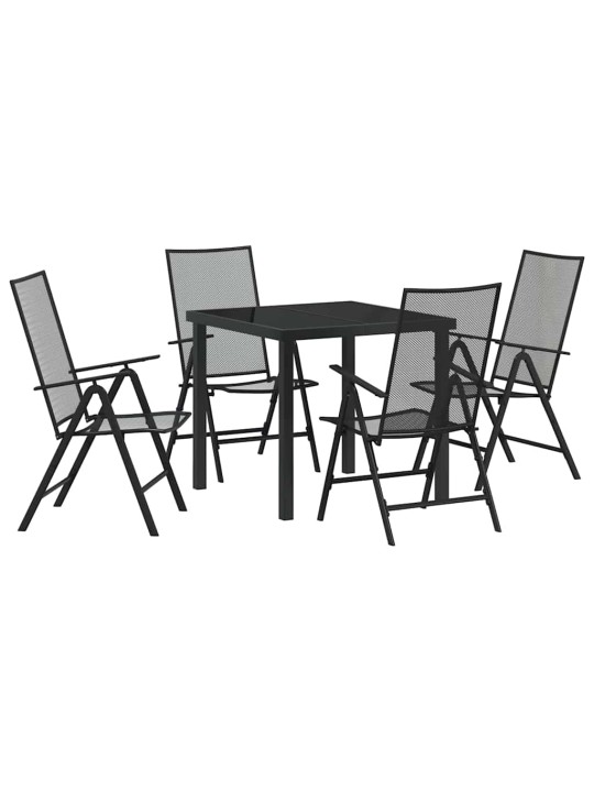 Dārza ēdamgalds saliekams 5 pcs antracīts tērauds
