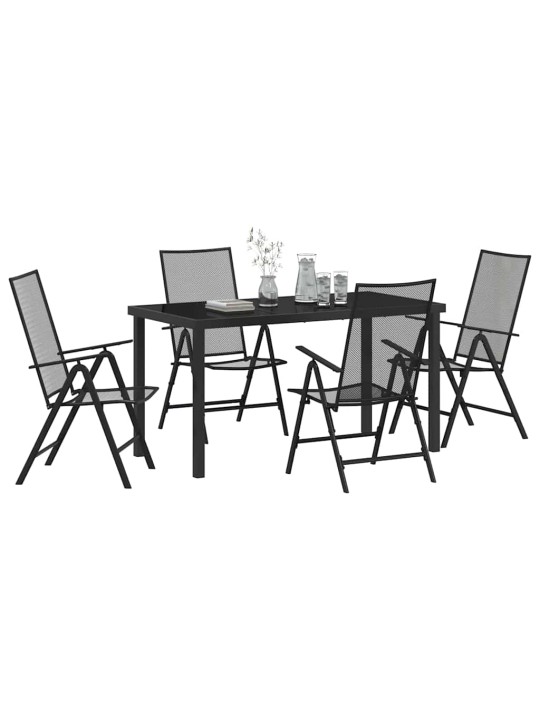 Dārza ēdamgalds saliekams 5 pcs antracīts tērauds