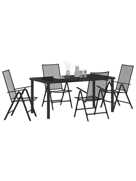Dārza ēdamgalds saliekams 5 pcs antracīts tērauds
