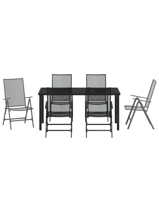 Dārza ēdamgalds saliekams 7 pcs antracīts tērauds