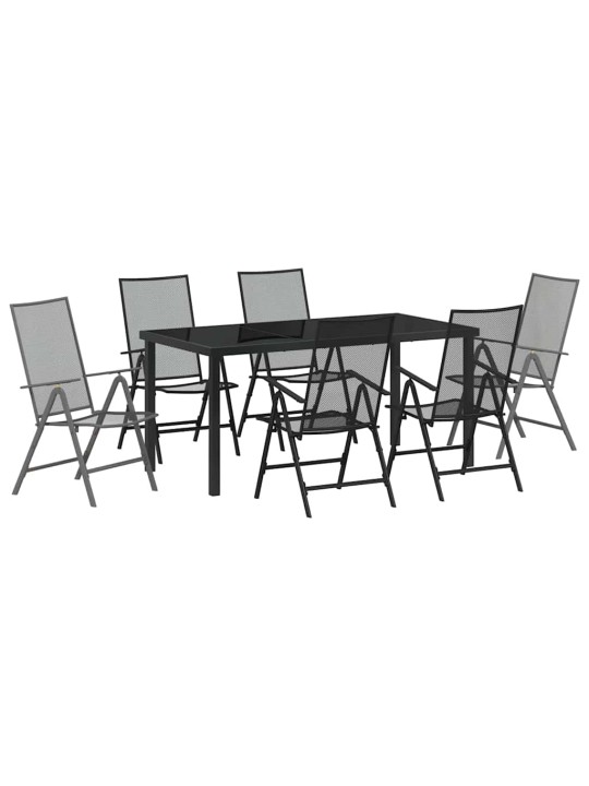 Dārza ēdamgalds saliekams 7 pcs antracīts tērauds