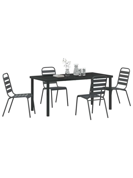 Dārza ēdamgalds 5 pcs tumši pelēka tērauds