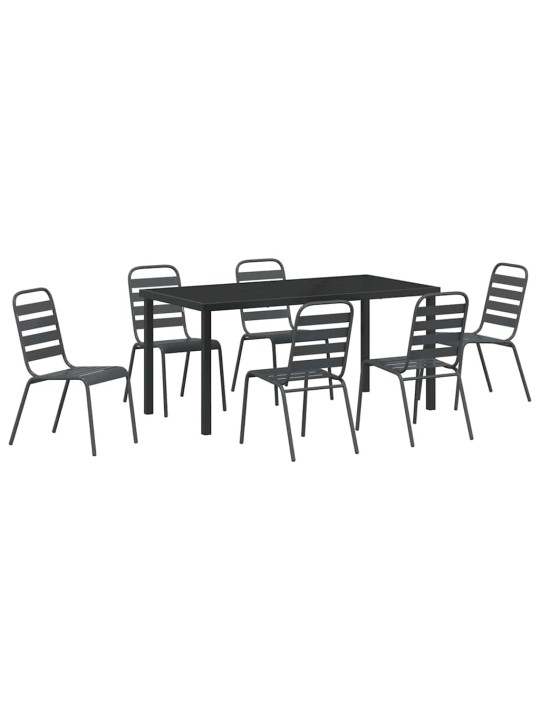 Dārza ēdamgalds 7 pcs tumši pelēka tērauds
