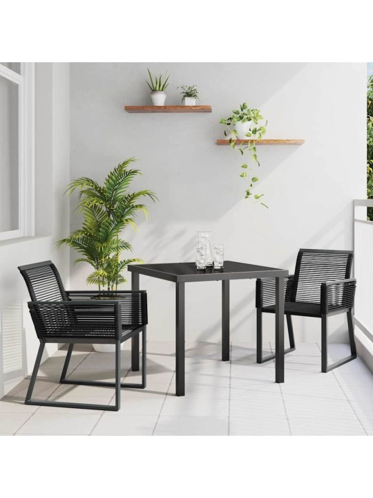 Dārza ēdamgalds 3 pcs melna poliūtu rotangpalma