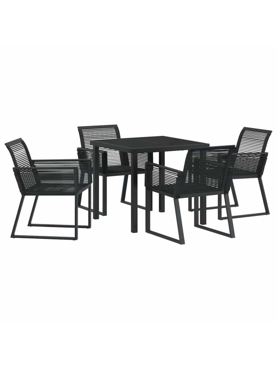 Dārza ēdamgalds 5 pcs melna poliūtu rotangpalma