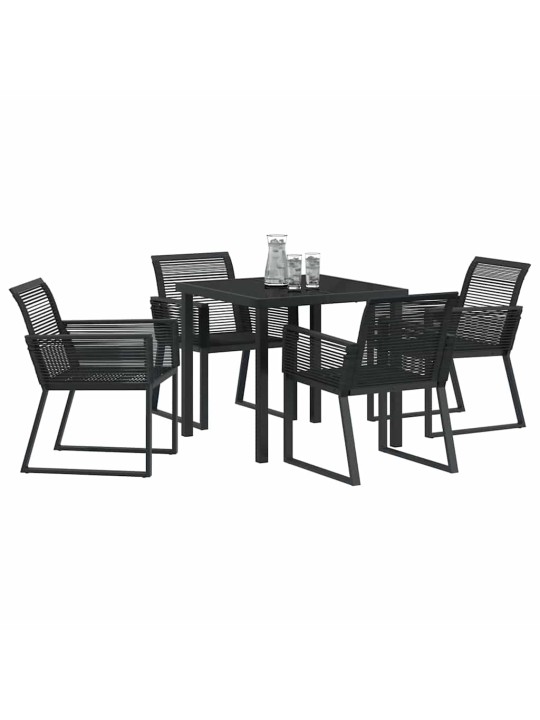 Dārza ēdamgalds 5 pcs melna poliūtu rotangpalma
