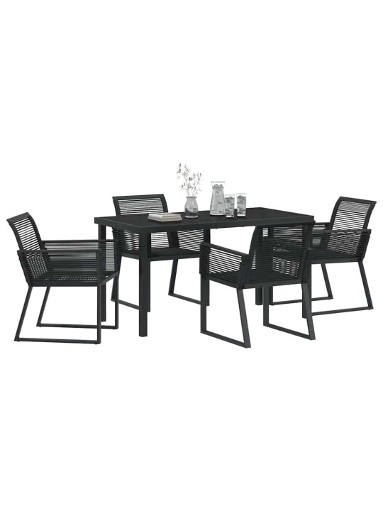 Dārza ēdamgalds 5 pcs melna poliūtu rotangpalma