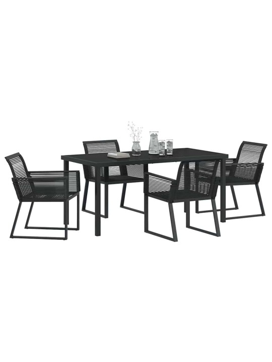 Dārza ēdamgalds 5 pcs melna poliūtu rotangpalma