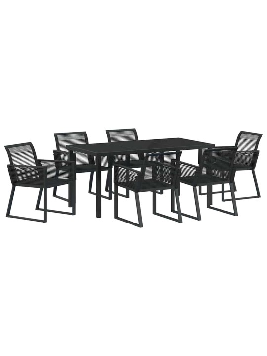 Dārza ēdamgalds 7 pcs melna poliūtu rotangpalma