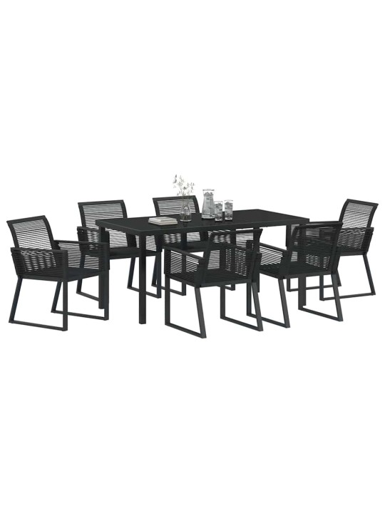 Dārza ēdamgalds 7 pcs melna poliūtu rotangpalma
