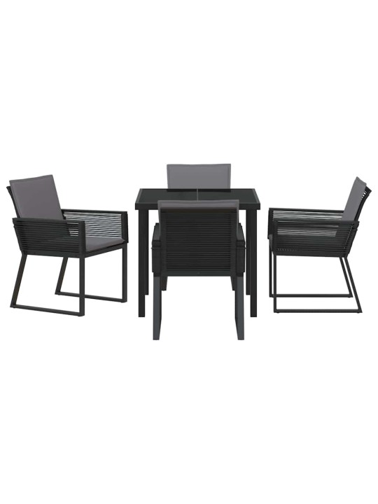 Dārza ēdamgalds 5 pcs melna poliūtu rotangpalma