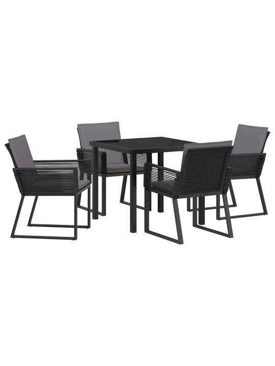 Dārza ēdamgalds 5 pcs melna poliūtu rotangpalma