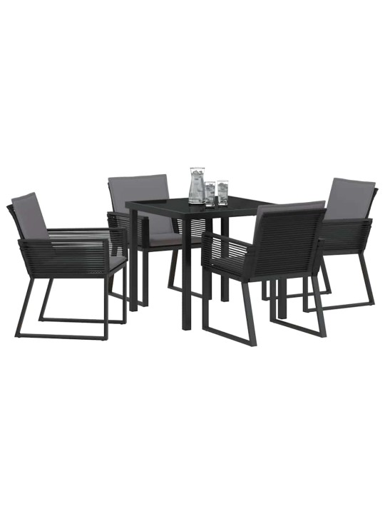 Dārza ēdamgalds 5 pcs melna poliūtu rotangpalma