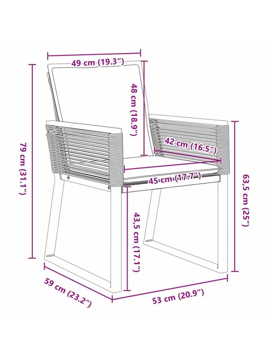 Dārza ēdamgalds 5 pcs melna poliūtu rotangpalma