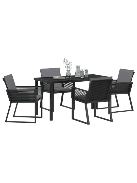 Dārza ēdamgalds 5 pcs melna poliūtu rotangpalma