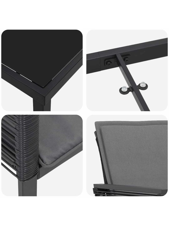 Dārza ēdamgalds 5 pcs melna poliūtu rotangpalma