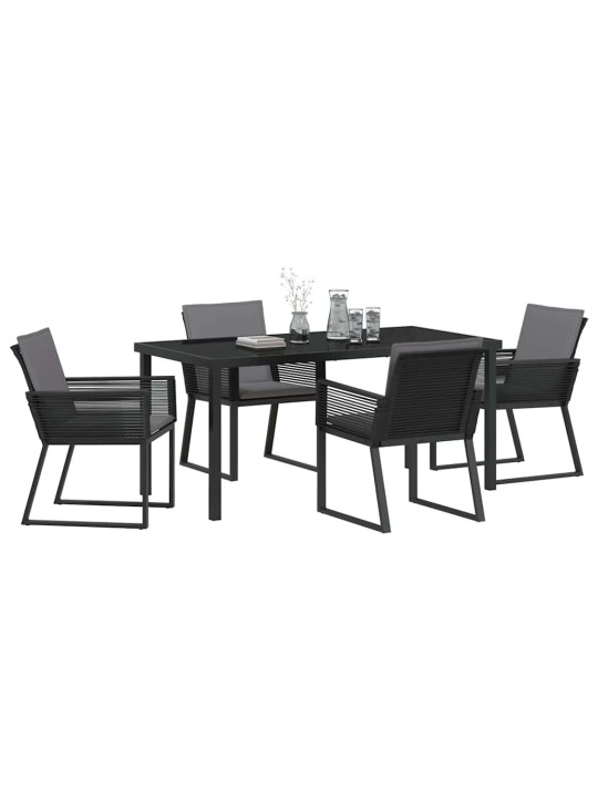 Dārza ēdamgalds 5 pcs melna poliūtu rotangpalma