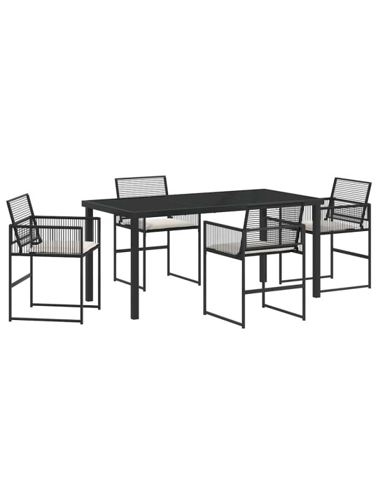 Dārza ēdamgalds 5 pcs melna poliūtu rotangpalma