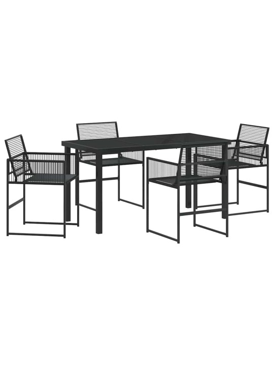 Dārza ēdamgalds 5 pcs melna poliūtu rotangpalma