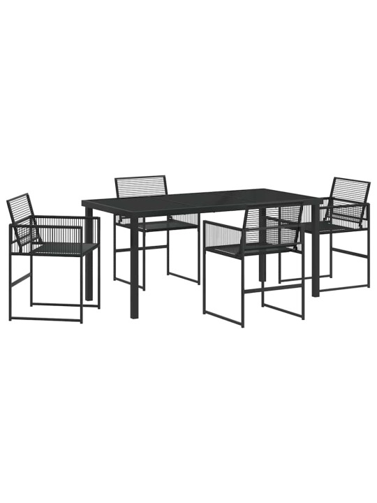 Dārza ēdamgalds 5 pcs melna poliūtu rotangpalma