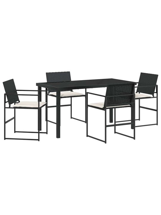 Dārza ēdamgalds 5 pcs melna poliūtu rotangpalma