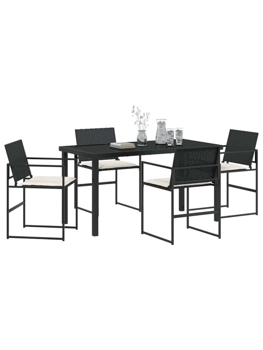 Dārza ēdamgalds 5 pcs melna poliūtu rotangpalma
