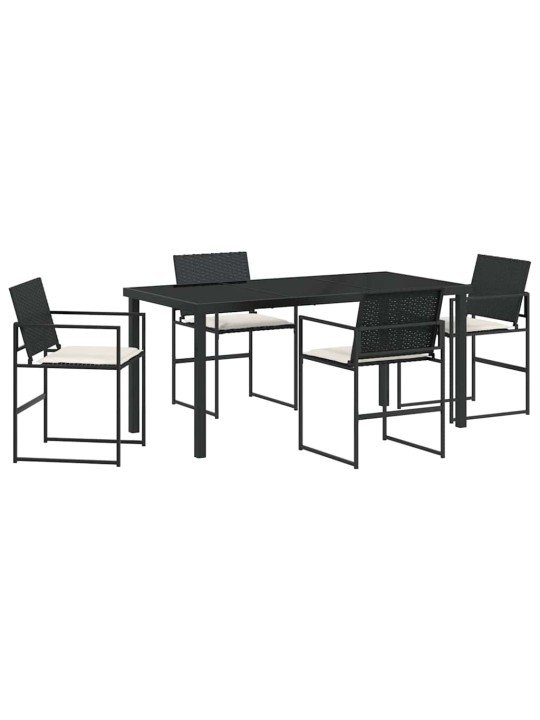 Dārza ēdamgalds 5 pcs melna poliūtu rotangpalma