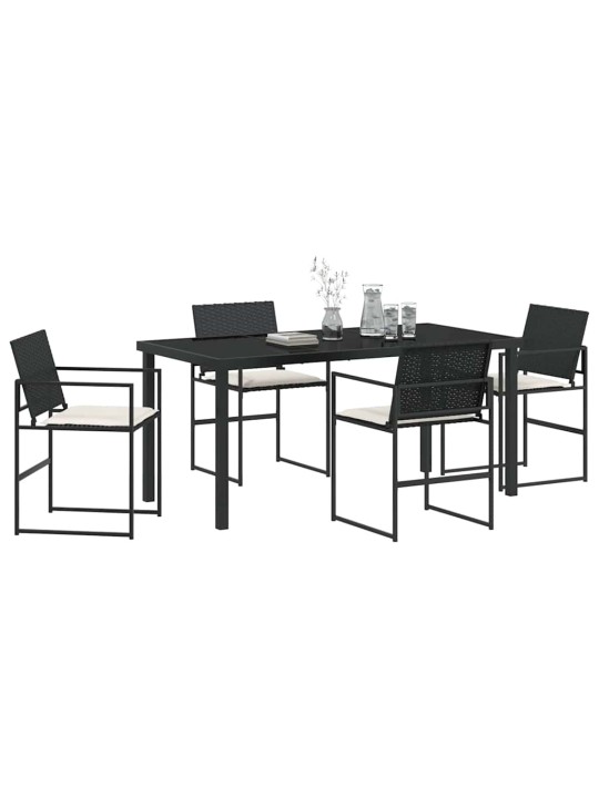 Dārza ēdamgalds 5 pcs melna poliūtu rotangpalma