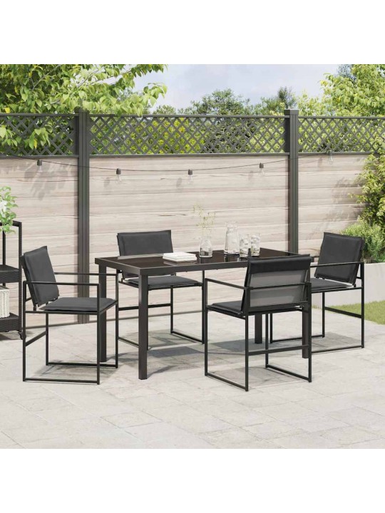 Dārza ēdamgalds 5 pcs melna 140 x 70 x 73 cm
