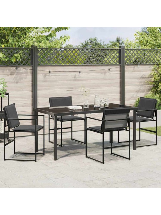 Dārza ēdamgalds 5 pcs melna 160 x 80 x 73 cm