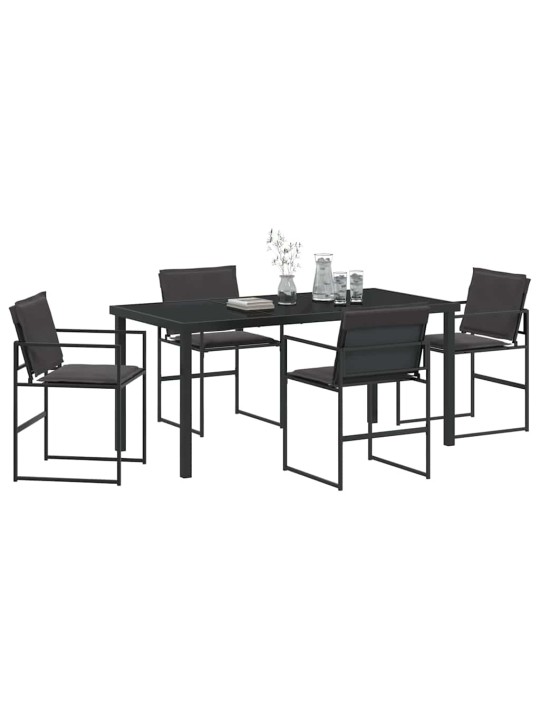 Dārza ēdamgalds 5 pcs melna 160 x 80 x 73 cm
